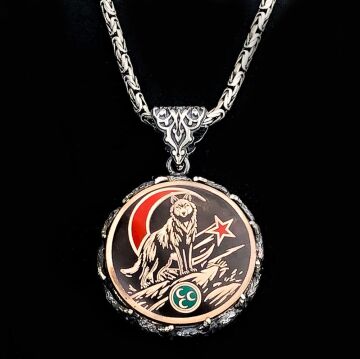 Ayyıldız 925 Ayar Gümüş Üç Hilal Bozkurt Kral Zincir Kolye