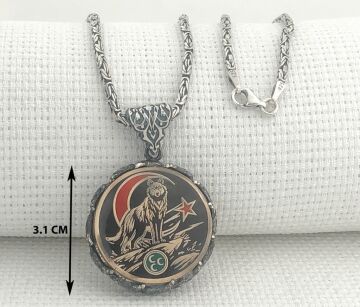 Ayyıldız 925 Ayar Gümüş Üç Hilal Bozkurt Kral Zincir Kolye