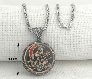 Ayyıldız 925 Ayar Gümüş Üç Hilal Bozkurt Kral Zincir Kolye