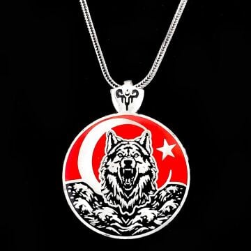 Ayyıldız 925 Ayar Gümüş Bozkurt Kolye