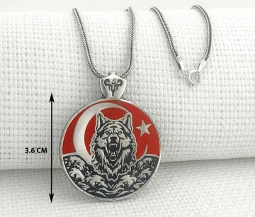 Ayyıldız 925 Ayar Gümüş Bozkurt Kolye