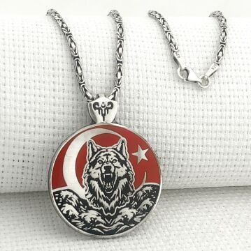 Ayyıldız 925 Ayar Gümüş Bozkurt Kral Zincir Kolye