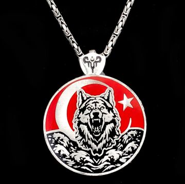 Ayyıldız 925 Ayar Gümüş Bozkurt Kral Zincir Kolye