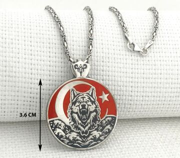Ayyıldız 925 Ayar Gümüş Bozkurt Kral Zincir Kolye