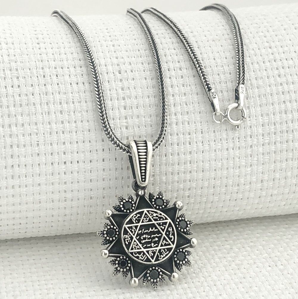 925 Ayar Gümüş Mührü Süleyman Kolye