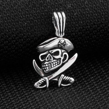Korsan Temalı 925 Ayar Gümüş Kolye Ucu