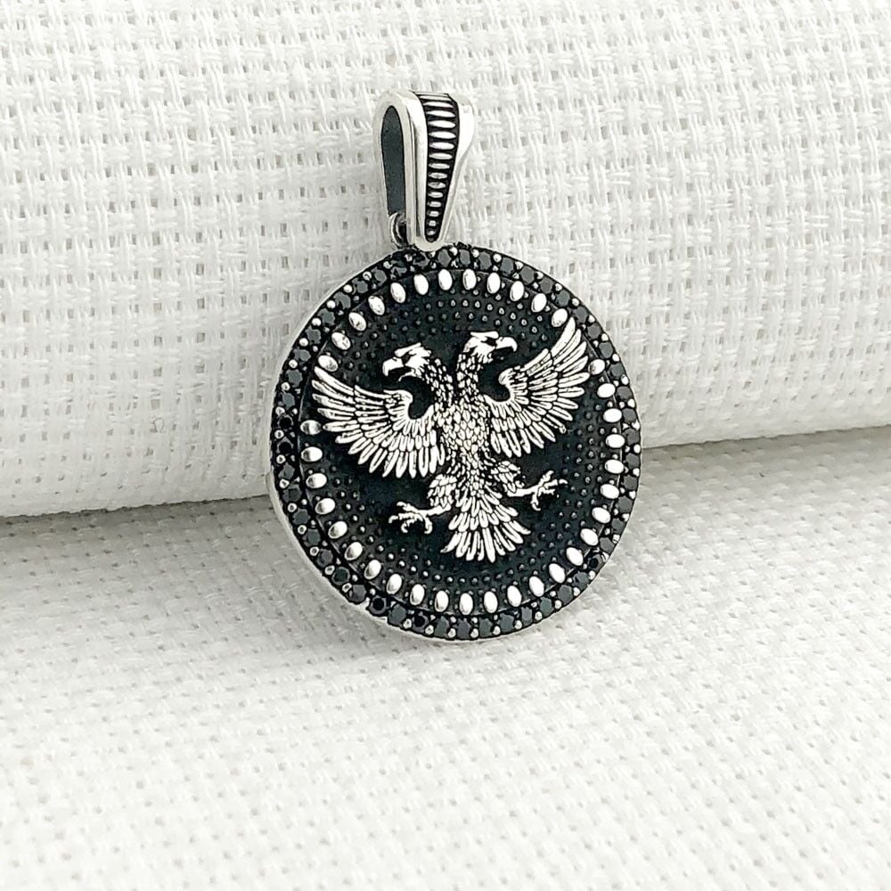 925 Ayar Gümüş Çift Başlı Kartal Kolye Ucu