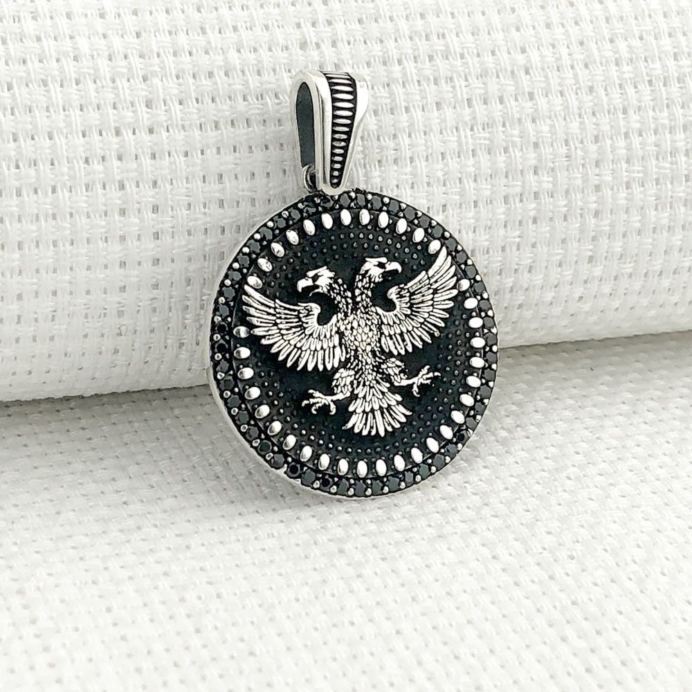 925 Ayar Gümüş Çift Başlı Kartal Kolye Ucu