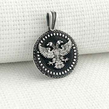 925 Ayar Gümüş Çift Başlı Kartal Kolye Ucu