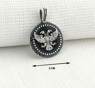 925 Ayar Gümüş Çift Başlı Kartal Kolye Ucu