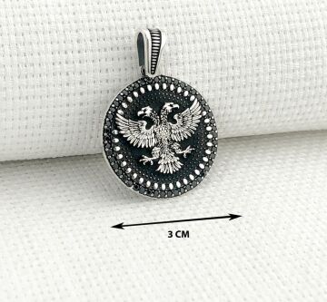 925 Ayar Gümüş Çift Başlı Kartal Kolye Ucu