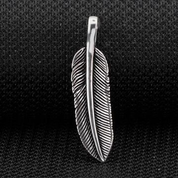 Kuş Tüyü Tasarımlı 925 Ayar Gümüş Kolye Ucu