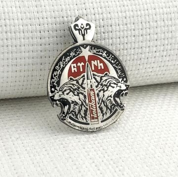 925 Ayar Gümüş Göktürkçe Türk Yazılı Bozkurt Kolye Ucu