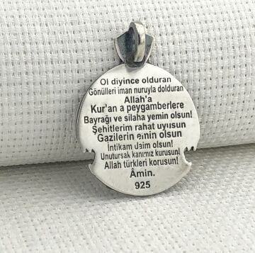 925 Ayar Gümüş Göktürkçe Türk Yazılı Bozkurt Kolye Ucu