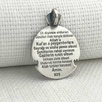 925 Ayar Gümüş Göktürkçe Türk Yazılı Bozkurt Kolye Ucu