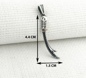 925 Ayar Gümüş Kırmızı Taşlı Zülfikar Kolye Ucu