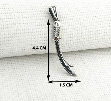 925 Ayar Gümüş Kırmızı Taşlı Zülfikar Kolye Ucu