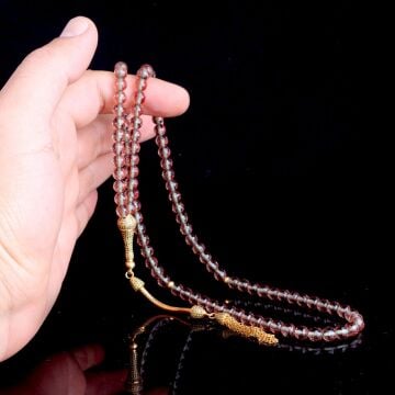 925 Ayar Gümüş Üzeri Altın Kaplama Püsküllü 99'Luk Zultanit Taşı Tesbih