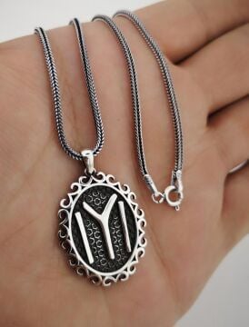 Kayı Boyu Tasarımlı 925 Ayar Gümüş Erkek Kolye