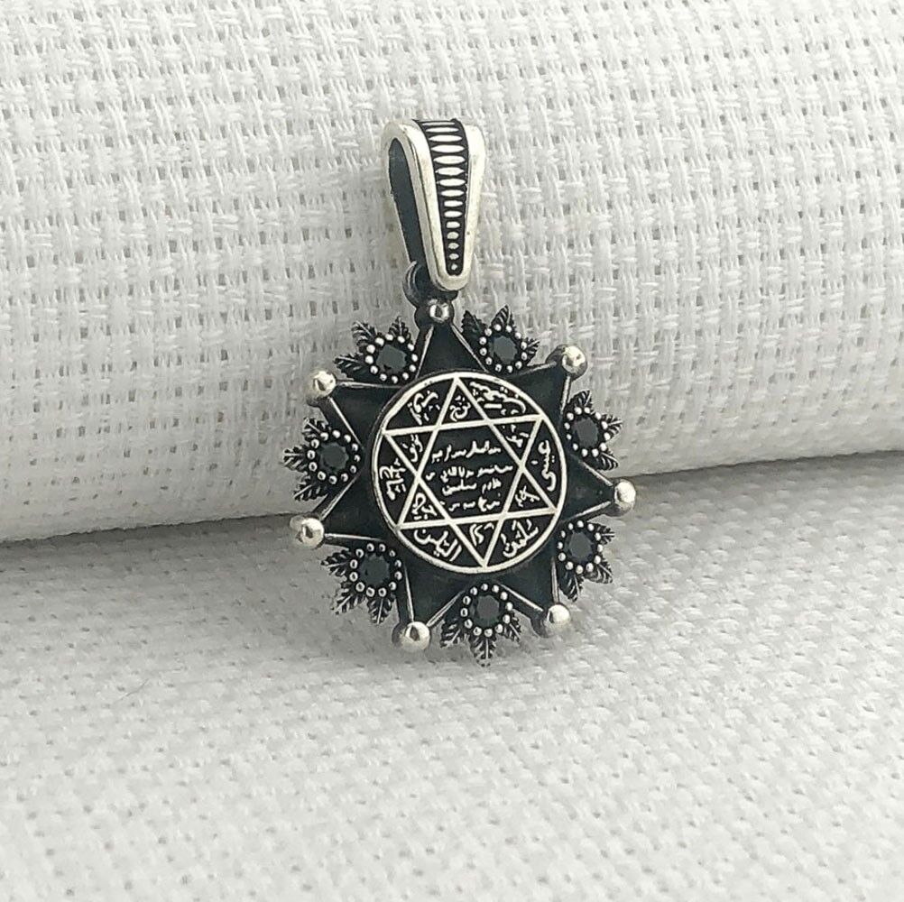 925 Ayar Gümüş Mührü Süleyman Kolye Ucu