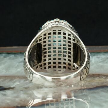 Mavi Topaz Taşlı Gümüş Erkek Yüzük