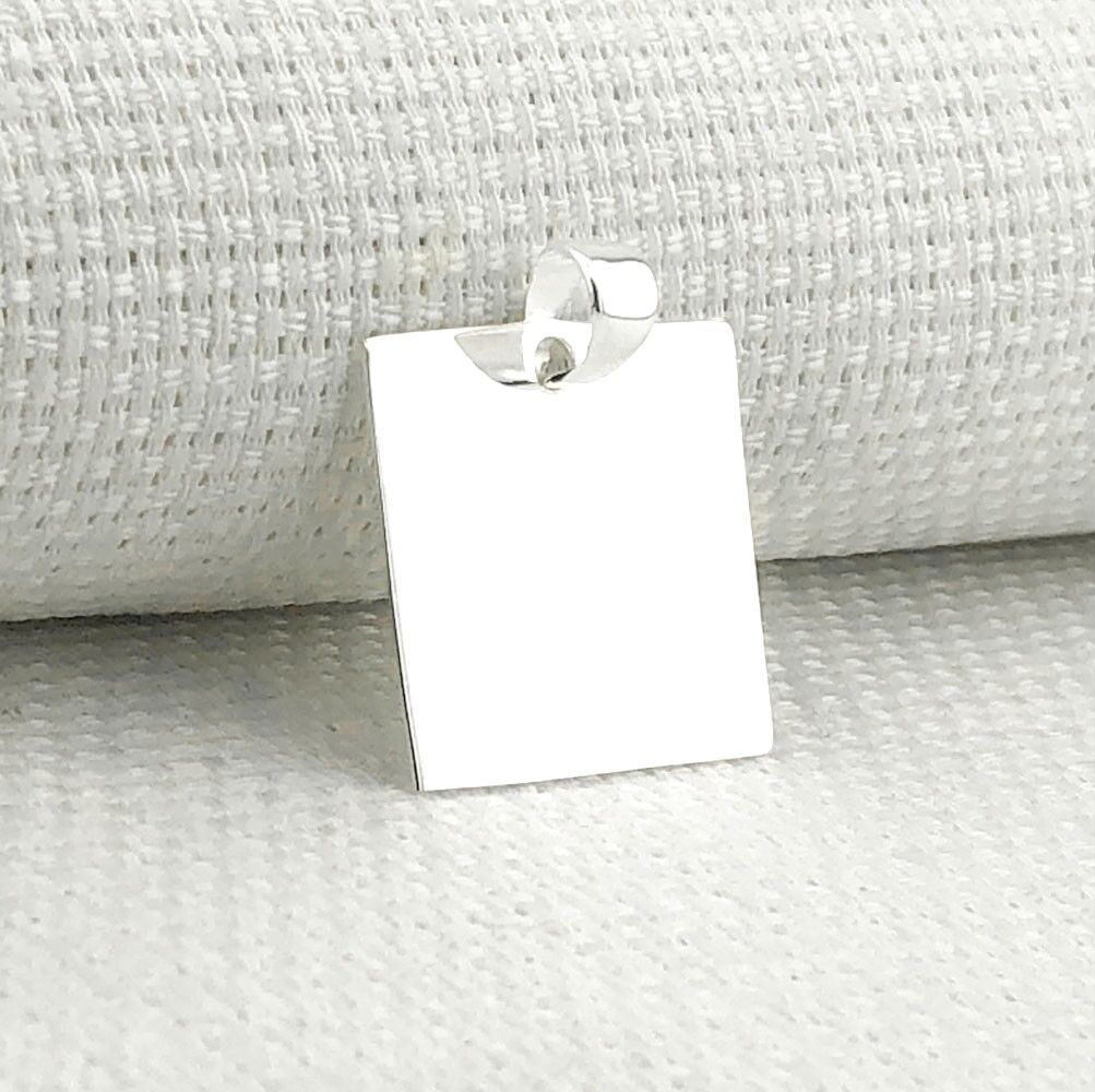 Kare Düz Parlak 925 Ayar Gümüş Kolye Ucu