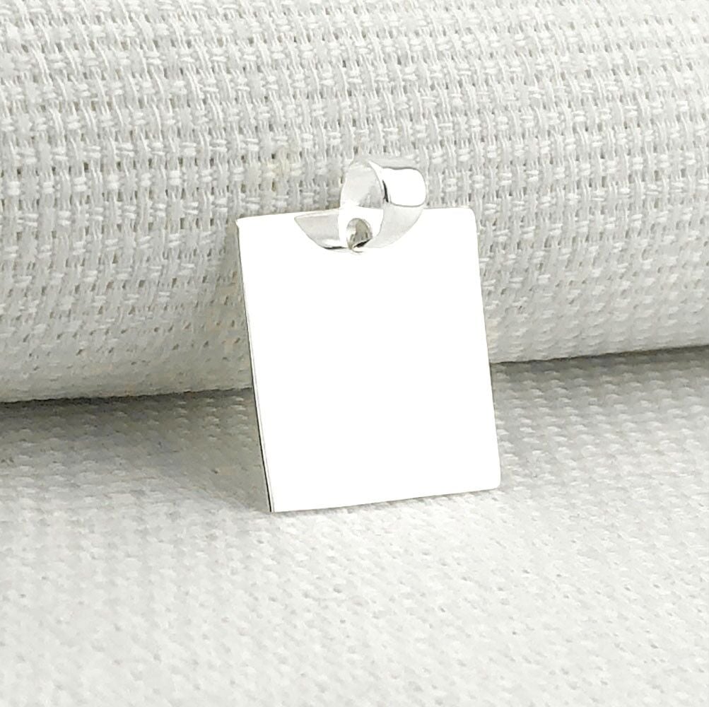 Kare Düz Parlak 925 Ayar Gümüş Kolye Ucu