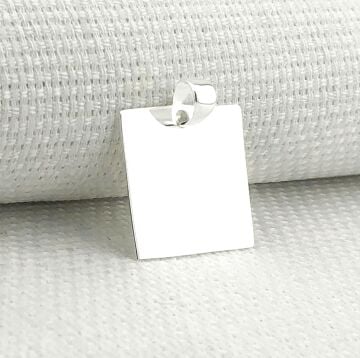 Kare Düz Parlak 925 Ayar Gümüş Kolye Ucu