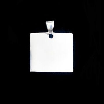 Kare Düz Parlak 925 Ayar Gümüş Kolye Ucu