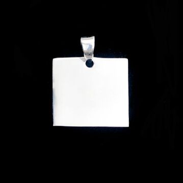 Kare Düz Parlak 925 Ayar Gümüş Kolye Ucu