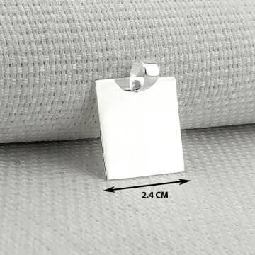 Kare Düz Parlak 925 Ayar Gümüş Kolye Ucu