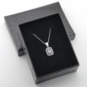 Baget Zirkon Taşlı 925 Ayar Gümüş Bayan Kolye