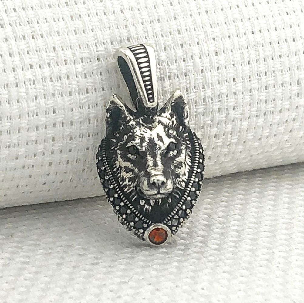 925 Ayar Gümüş Kurt Kafası Kolye Ucu
