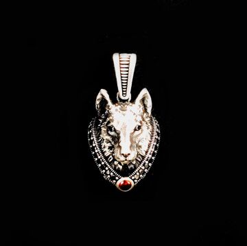 925 Ayar Gümüş Kurt Kafası Kolye Ucu