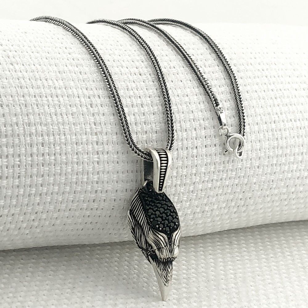 925 Ayar Gümüş Kartal Başı Kolye