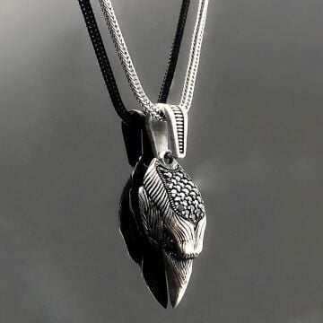 925 Ayar Gümüş Kartal Başı Kolye