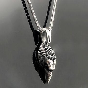 925 Ayar Gümüş Kartal Başı Kolye