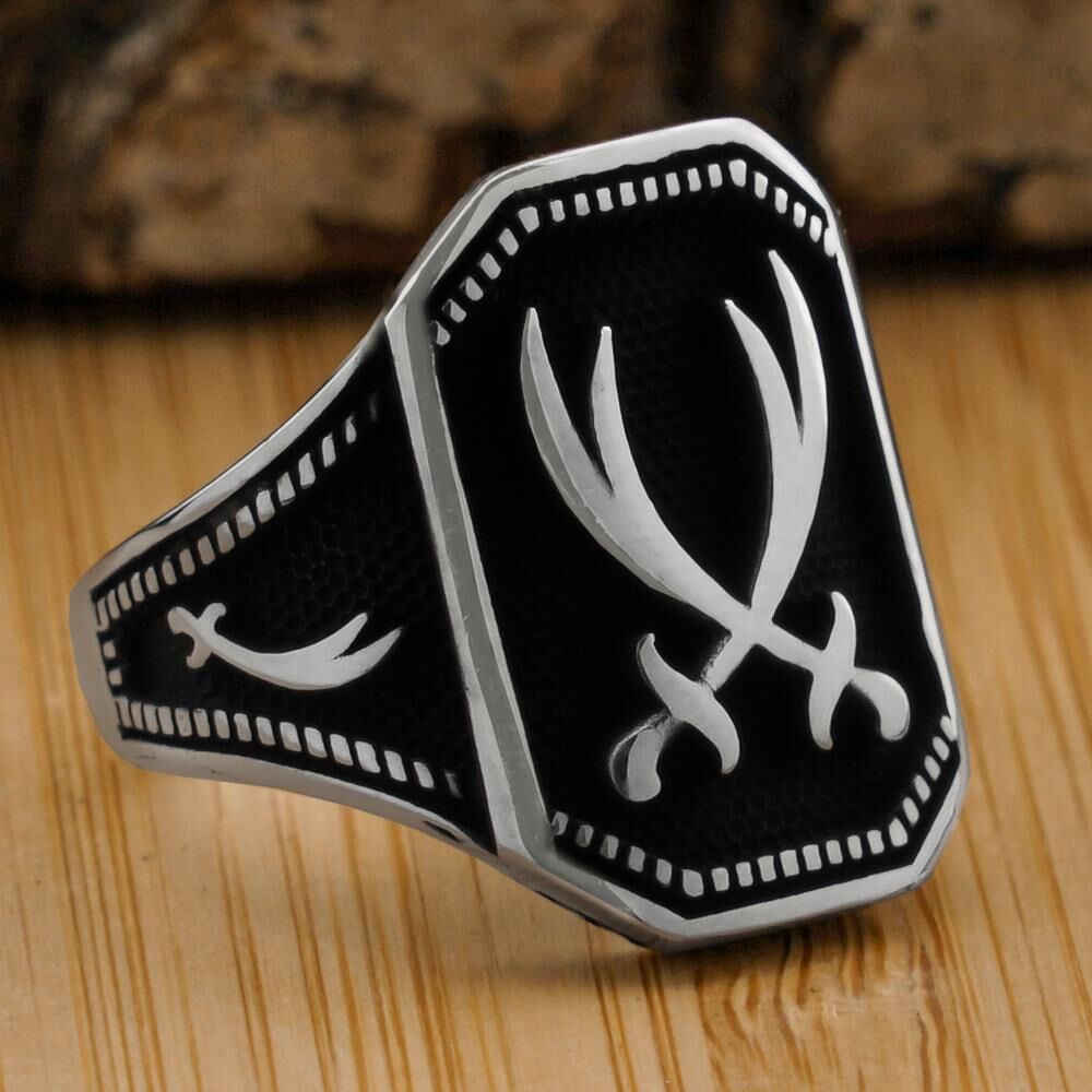 Hz Ali Zülfikar Kılıç Tasarımlı 925 Ayar Gümüş Erkek Yüzük