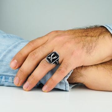Hz Ali Zülfikar Kılıç Tasarımlı 925 Ayar Gümüş Erkek Yüzük