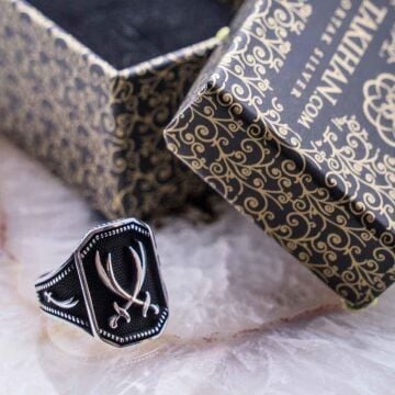 Hz Ali Zülfikar Kılıç Tasarımlı 925 Ayar Gümüş Erkek Yüzük