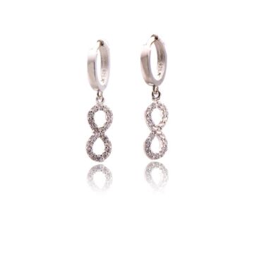 Zirkon Taşlı Sonsuzluk Gümüş Küpe