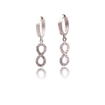 Zirkon Taşlı Sonsuzluk Gümüş Küpe