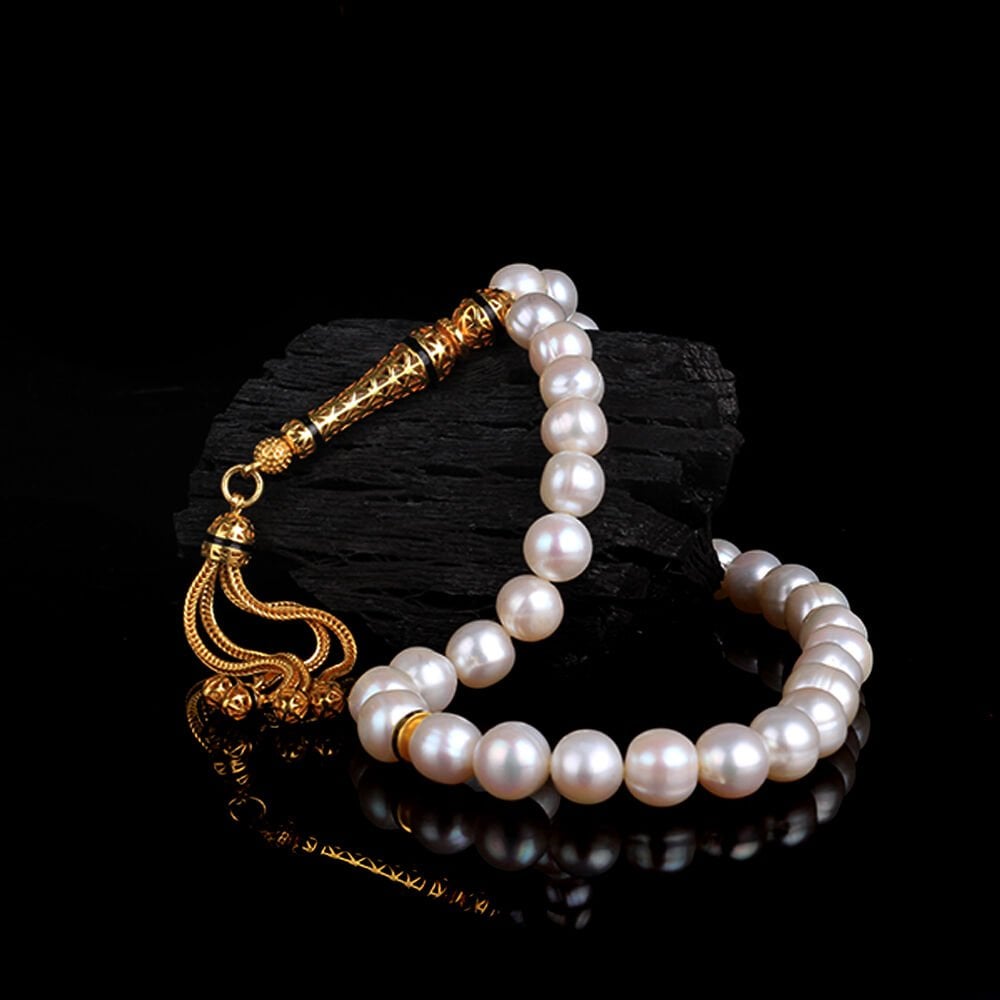 ALTIN KAPLAMA ZİRKON TAŞI GÜMÜŞ SET İNCİ TAŞI TESBİH