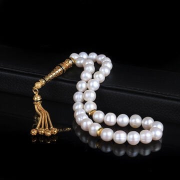 ALTIN KAPLAMA ZİRKON TAŞI GÜMÜŞ SET İNCİ TAŞI TESBİH