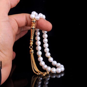 ALTIN KAPLAMA ZİRKON TAŞI GÜMÜŞ SET İNCİ TAŞI TESBİH