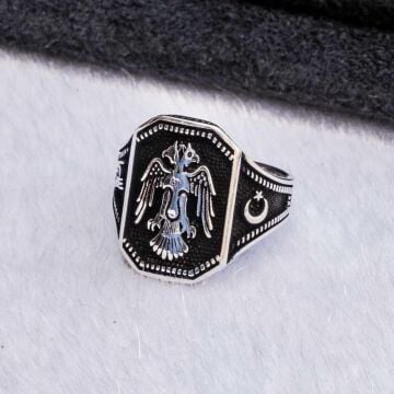 925 Ayar Gümüş  Selçuklu Kartalı Yüzük