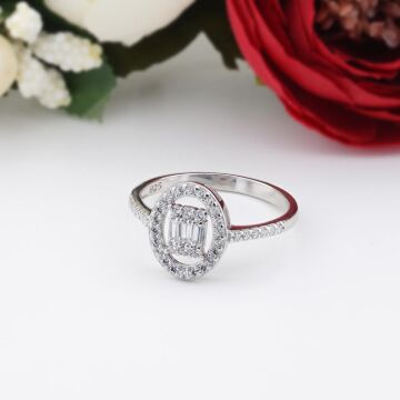 925 Ayar Gümüş Baget Zirkon Taşlı Bayan Yüzük