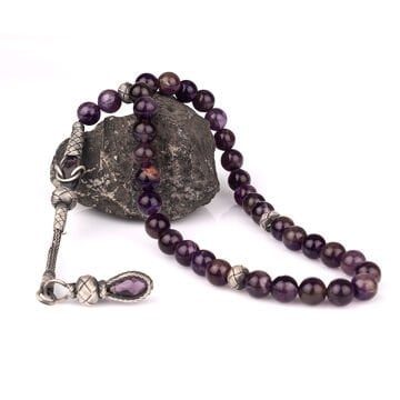 Ametist Taşlı 1000 Ayar Kazaz Püsküllü Tesbih
