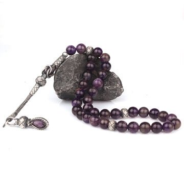 Ametist Taşlı 1000 Ayar Kazaz Püsküllü Tesbih