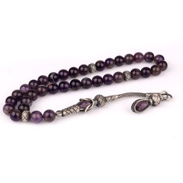 Ametist Taşlı 1000 Ayar Kazaz Püsküllü Tesbih